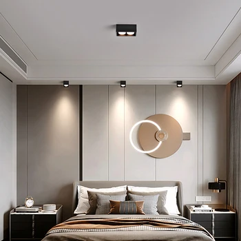 Черно-белый квадратный простой потолочный светильник для спальни, гостиной, кабинета, кухни, балкона, коридора, квартиры, виллы, освещения
