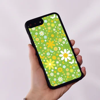 Чехол для телефона из силиконовой резины Wildflower для iPhone 6 6S 7 8 Plus X XS XR 11 12 13 14 Mini Pro Max Зеленый цветочный узор