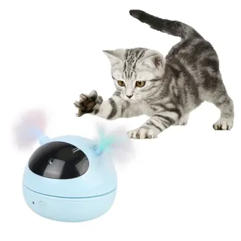  Электрический робот дразнит Кошка Товары для домашних животных 360 градусов Вращающийся лазерный свет Забавный кошачий палка Перо Умные игрушки для кошек