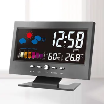 Электронные ЖК-часы Температура Монитор влажности Часы Термометр Гигрометр Электронные внутренние домашние часы прогноза погоды