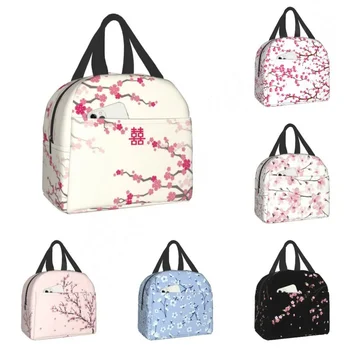 Японская сакура Цветущая сакура Изолированные сумки для ланча для женщин Многоразовый термокулер Цветы Bento Box Дети Школьники