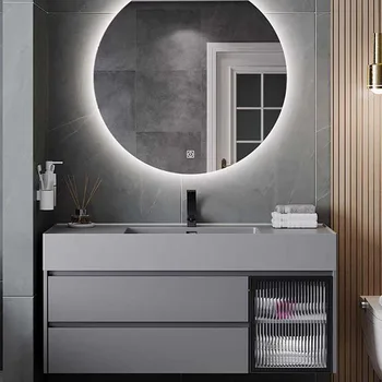  Ящики Настенный шкаф для ванной комнаты Современное зеркало Экономия места Хранение Ванная комната Туалетный столик Mueble Lavabo Декоративный